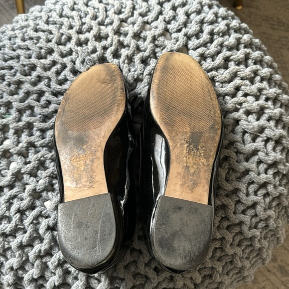 Zara black patent Leather tassels bow shoe with gold heel size 7.5 - Picture 8 of 9